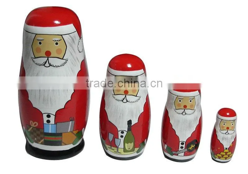 wooden Santa Claus russion nesting dolls