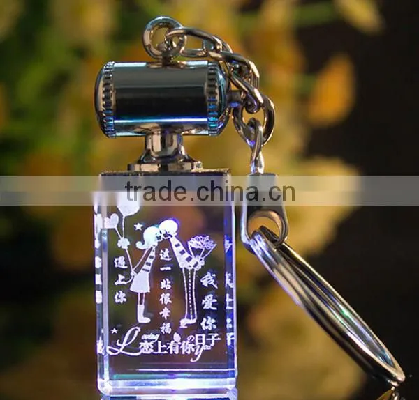 3d laser engraving photo crystal glass keychain