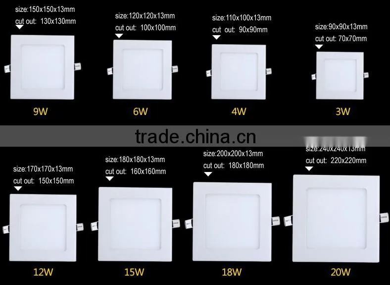 China manufacture best price square smd led light diffuser panel 9w 660lm