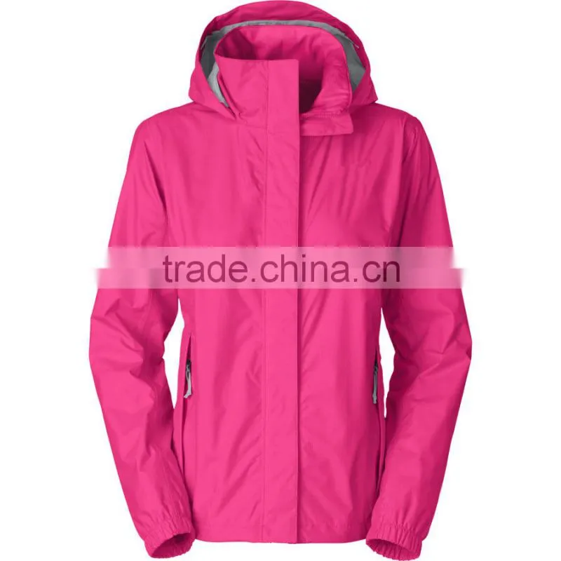 Hooded lightweight women's plain rain jacket