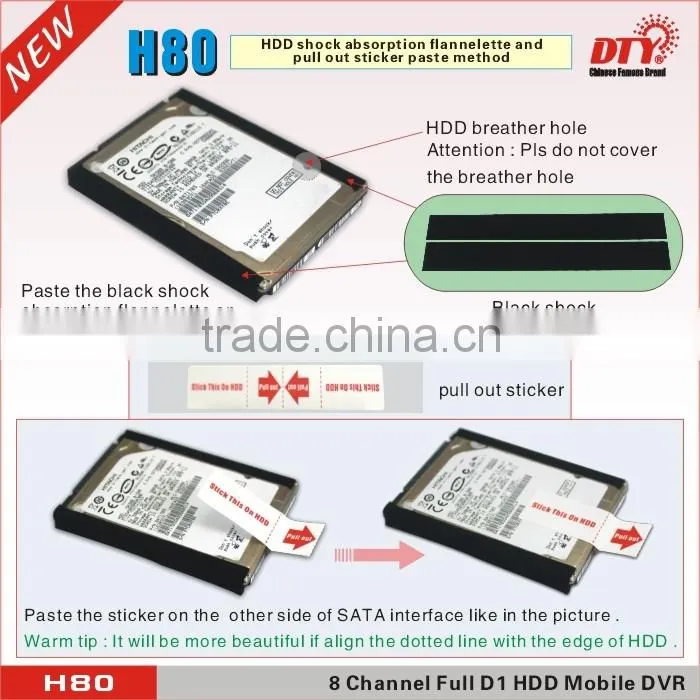 4ch 12 volt internal hdd mini hd dvr with sd card slot