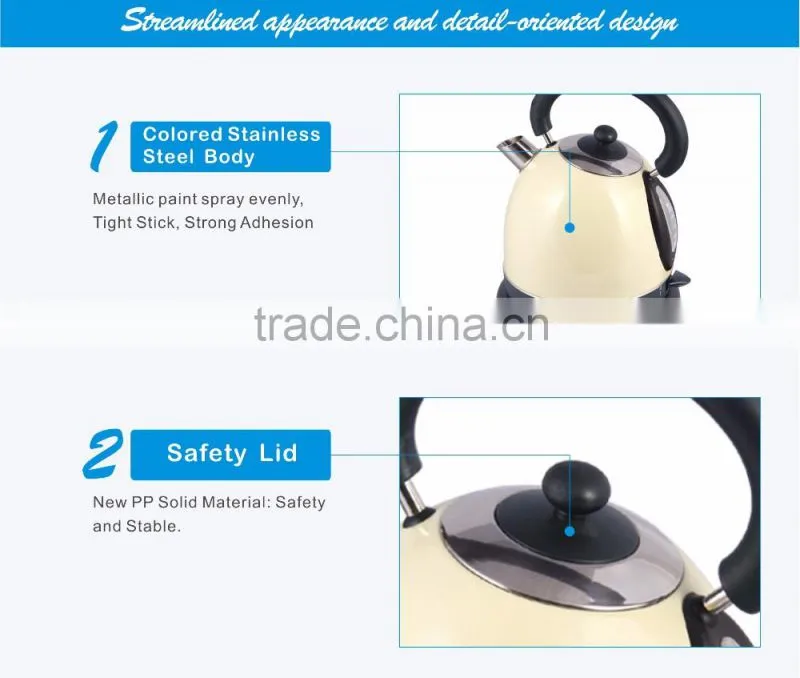 2016 best quality stainless steel electric cordless kettle