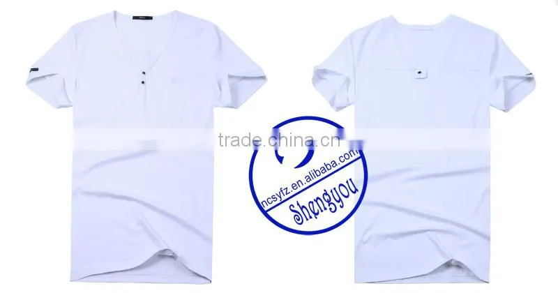 custom 2015 100 cotton mens v-neck t shirt wholesale china