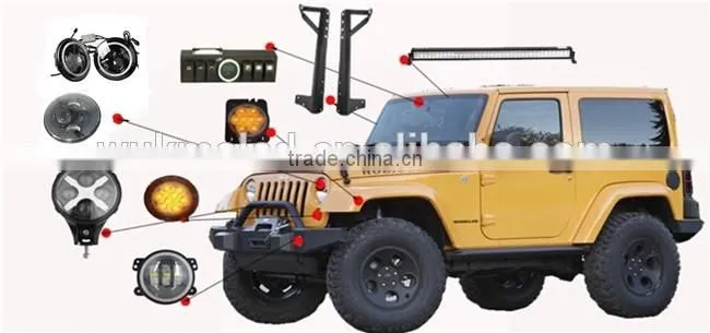 Amber color led side marker fender flares lights for jeep wrangler turn signal light