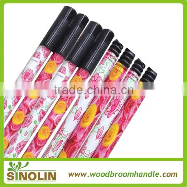 Customized Flower PVC cover iron metal broom pipe