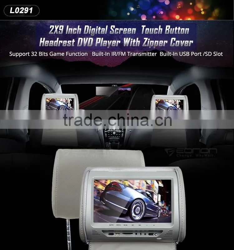 EONON L0291 9" HD Car Headrest Monitor with Built in DVD (Gray Color)