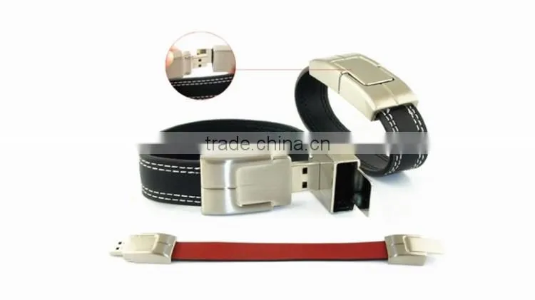 2016 cable bracelet leather usb flash drive 1gb