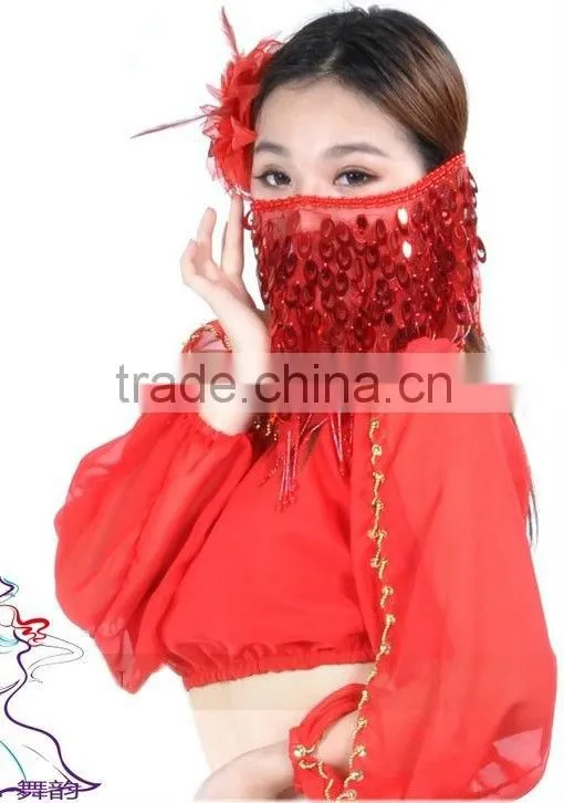 SWEGAL SGBDD13002 9 colors red sexy fan belly dance mysterious charming fashion faace veils