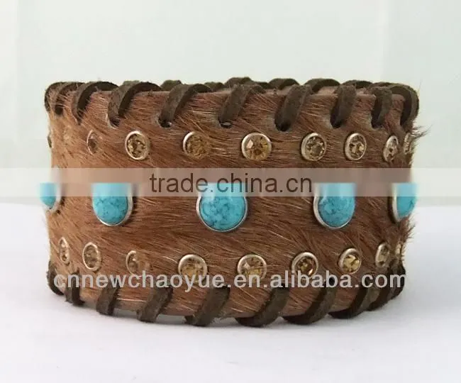 Fashion handmade horse fur real leather bracelet