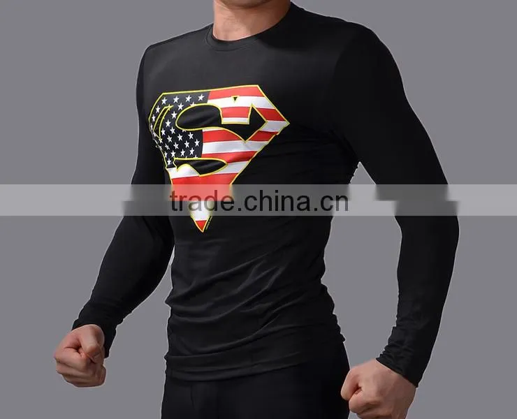 cheap and good quality custom pattern superhero t shirts men's compression short sleeves avengers tops with oem sevice