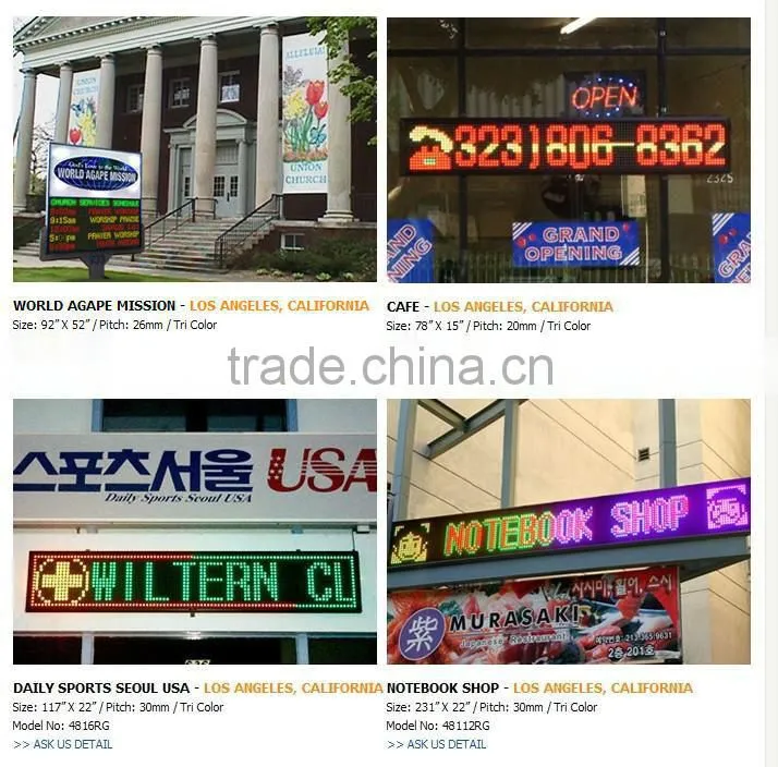 Asram 32X128pixel P7.62mm red green indoor dot matrix led message display sign with scrolling moving text
