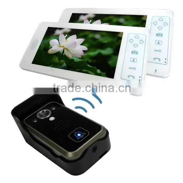 Digital Wireless 7 Inch Color Video Doorphone with Two Monitors