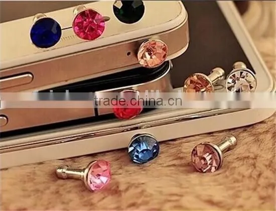 Luxurious Design diamond dust plug for 3.5mm earphone dust plug