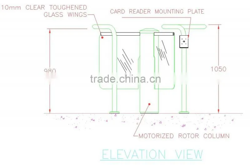 Butterfly Rotating Gate / round column / glass wing / CE certification