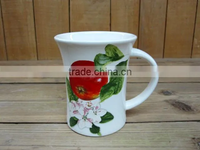 Household 6 Small Ceramic Tea Coffee Cups with Green Tray Set