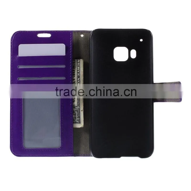 leather stand smart phone case for HTC One M9, for HTC One M9 luxury pu leather wallet