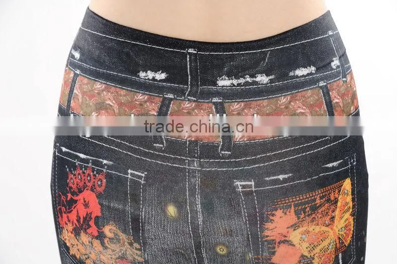 Cheap!!!Newest arrival sexy jean printed women high waist leggings