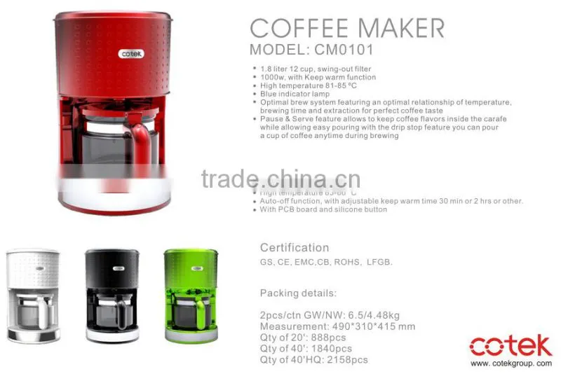 Dots design 12 cup high temperature drip coffee maker machine