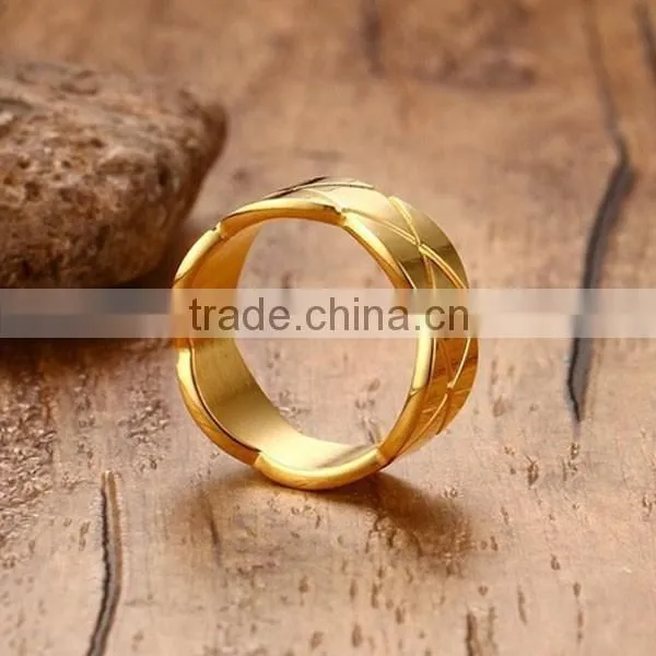 Fashion Personality Gold Plated 8 MM Stainless Steel Men Ring