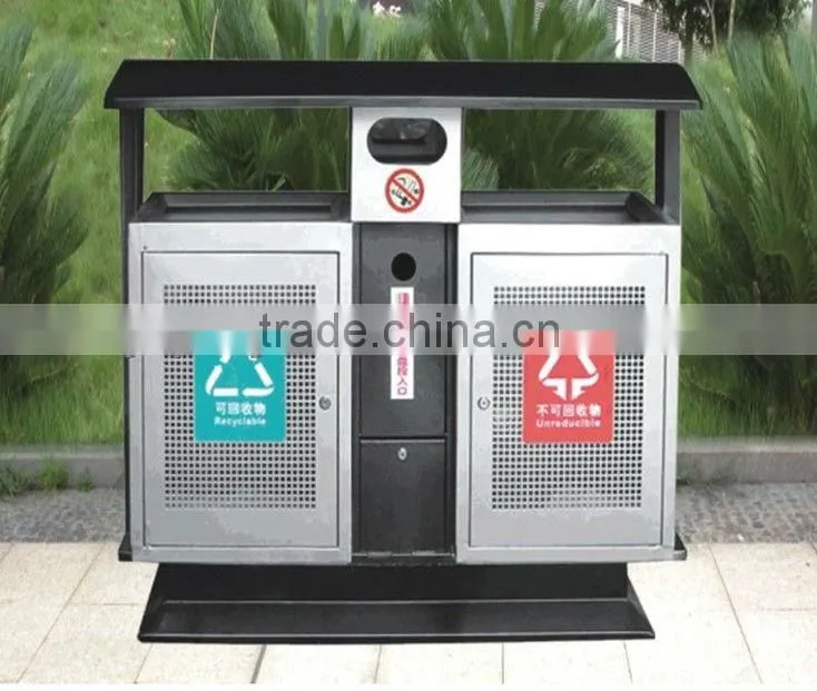 Outdoor metal garbage container