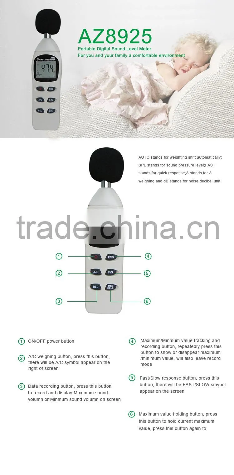 Digital Sound Noise Level Db Calibrator Analysis Instrument 40 to 130 Db Sound Noise Level Meter
