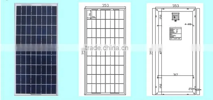 Top Quality and High Conversion Rate Cells 30W Polycrystalline PV Solar Panel