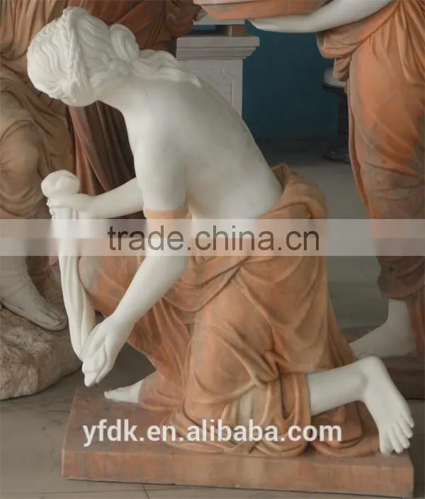 White hand carved Apollo bathing marble statue