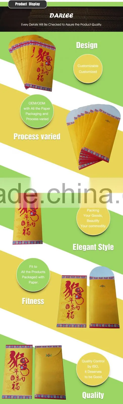 Wholesale zodiac rooster design red pocket custom chinses new year angpow packet with own logo printing