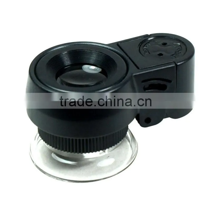 Mini 45X Lighted Jewelers Loupe / Magnifier with LED & Fluorescence Lights