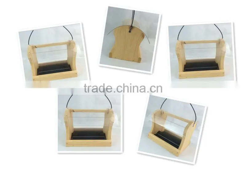 Handmade wild natural wood bird house feeder with Acrylic board