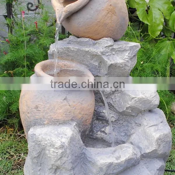 Popular resin garden outdoor water fountain with pots