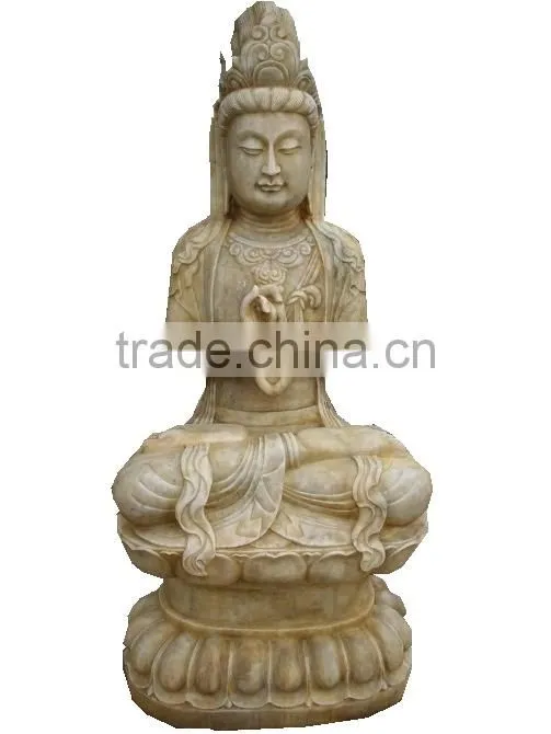 Sitting antique marble stone buddism Guanyin statue