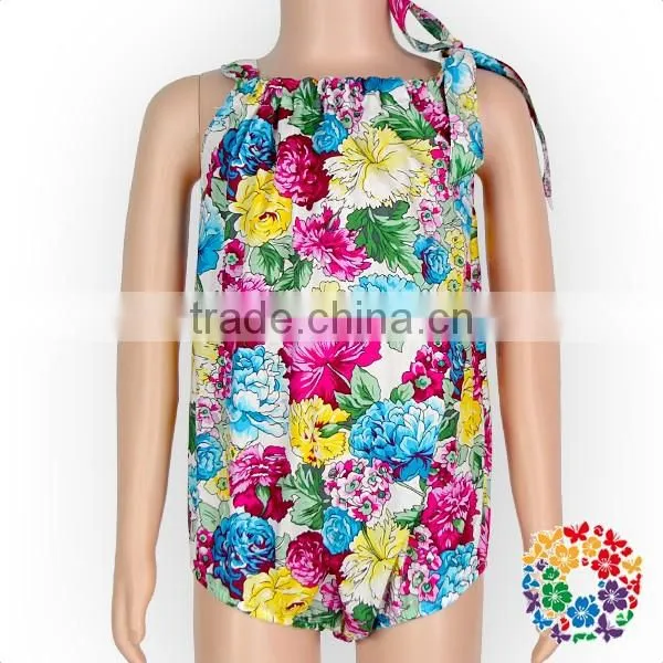 Wholesale girl clothing smock bubble baby girl romper florals inftant toddler clothes baby cotton romper