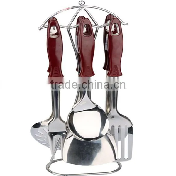7pcs Stainless steel cookware set,S/S kitchenware set,Cooking spatula-spoon-meat fork-rack set