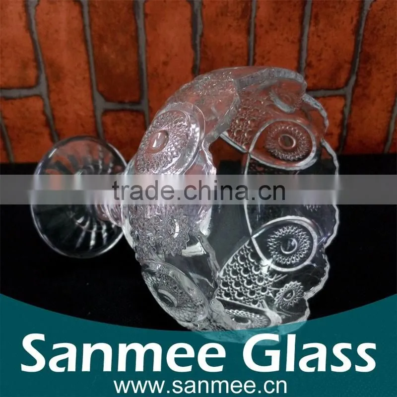 Sun Flower Embossed Crystal Glass Goblet Candy Bowl
