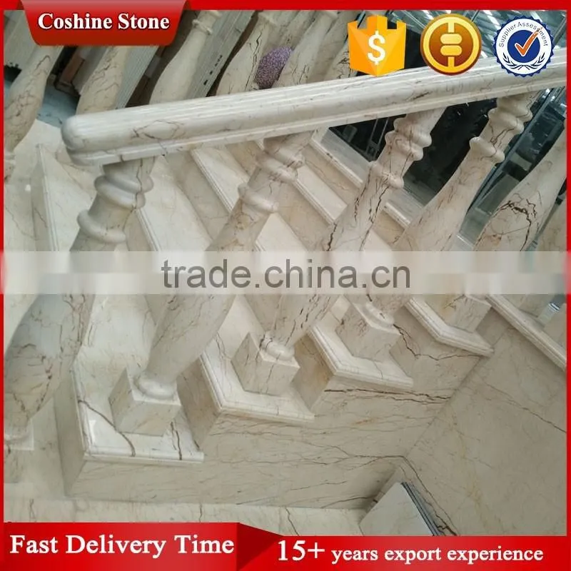 Popular fashion polished natural stone sofita beige marble staircase
