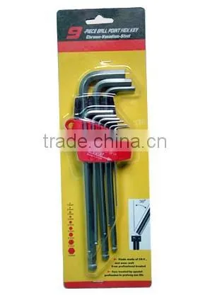 Hot sale for 9pcs Hex Key Wrench (ball end, extra Long size)
