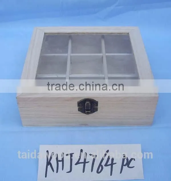 Custom logo and color 6 compartment solid wooden tea box accept OEM