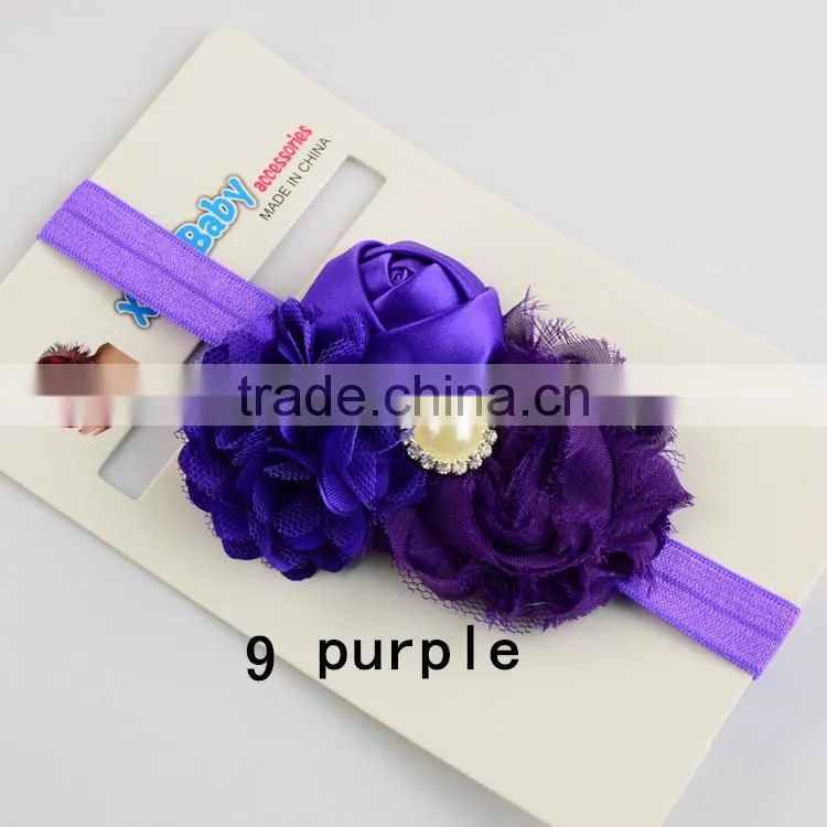 Most Hot Baby Hairband Flower Handwear Kids Girls Flower Ribbon Baby Elastic Headband For Kids