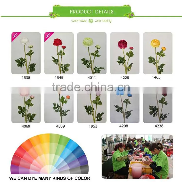 cheap single stem cloth silk ranunculus flowers low moq wholesale hotel decoration