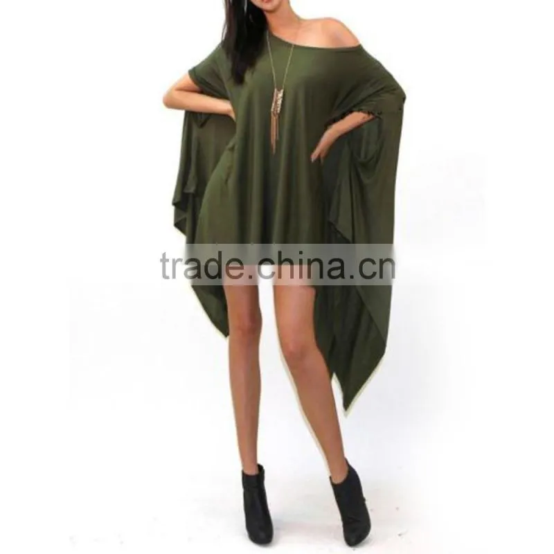 OEM Wholesale Summer Beach Cover Up Plain Cotton Spandex Asymmetrical Dresses Plus Size Beachwear L/XL/XXL/XXXL