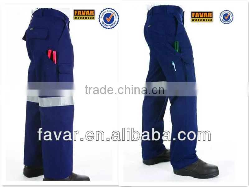 310 gsm cotton drill hi vis reflective tape fire resistant work pants