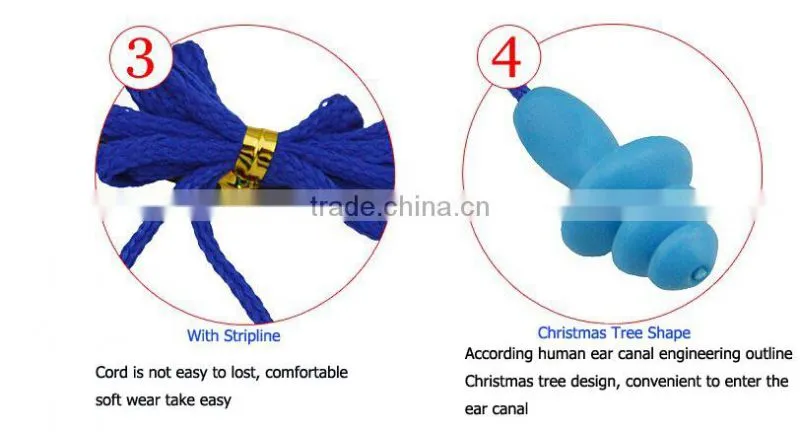 Christmas tree shape silicone earplugs with string