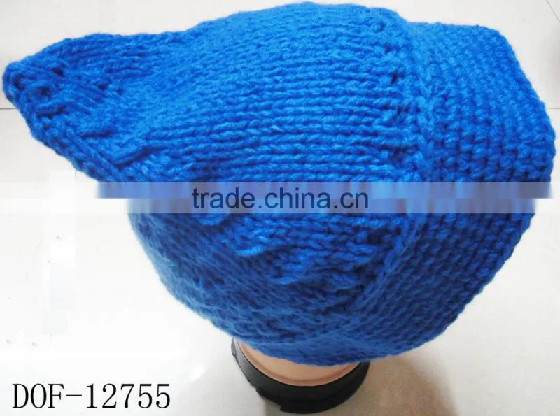 Fashion most popular crochet knitted 100%acrylic lady cap for winter