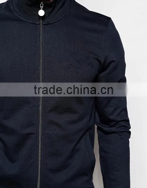 Custom cheap high quality your own brand zip up casual sports black sweatshirt without hood