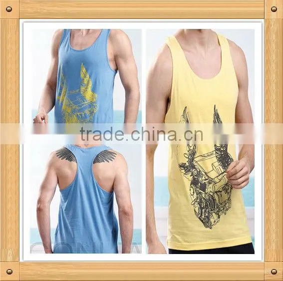 good quality cotton printed men's vest tops custom wholesale