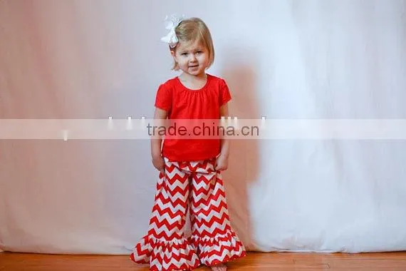 wholesale children's boutique clothing red chevron Long sleeve girls christmas outfits