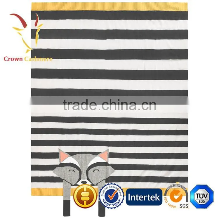 Wholesale Cashmere Wool Baby Blanket with Fox Pattern