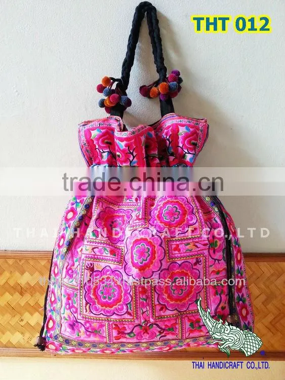 Extra Thai Embroidered HMONG Hill Tribe Tote Bag XL