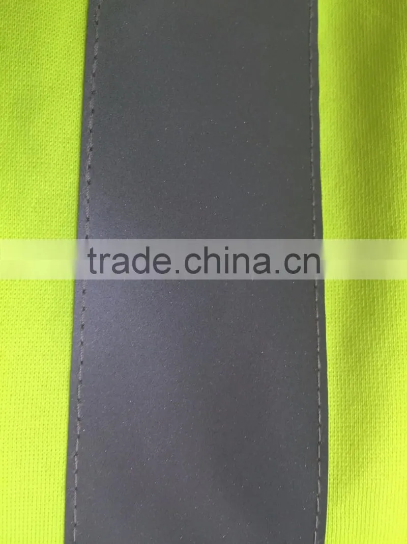 Two tone hi vis safety sweatshirt with reflective tape and half zipper